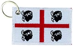 akachafactory Keychain keyring embroidered patch double sided flag sardinia sardegna italy