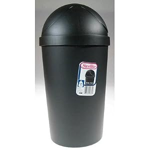 Image of Sterilite 10839006 12 Quart Black Round Swing-Top Wastebasket