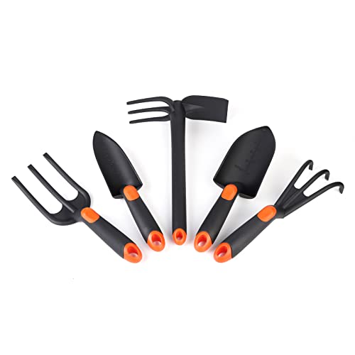 Sekey 5-teiliges Gartenwerkzeug Set mit Handspaten, Blumengabel, Großer Schaufel, Gartenkralle und Doppel-Hacke, Gartenwerkzeug für Pflanzen und Gartenarbeit Hergestellt in Polen
