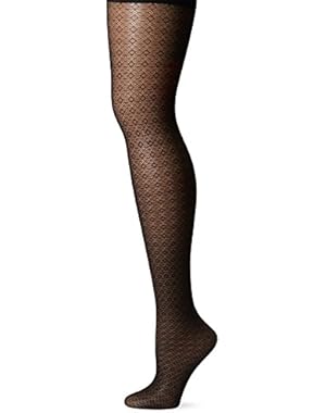 CK Women's Lacey Geo Sheer Pantyhose with Control Top