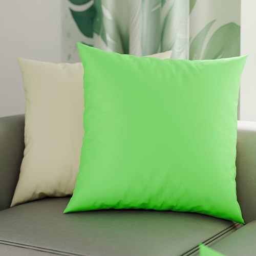 PETTI Artigiani Italiani - Pair of Pillow Cases 45 x 45 cm in Microfibre, Cushions Bedroom Furniture, Sofa, Set of 2 Cushion Covers, Reversible Pillowcase Apple Green Cream