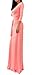 Vivicastle Women's Solid V-Neck 3/4 Sleeve Wrap Waist Long Maxi Dress (Medium, Coral)