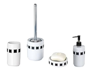 4 tlg-BAD-WC-Garnitur-Badezimmer Set Seifenspender Badgarnitur Accessoires