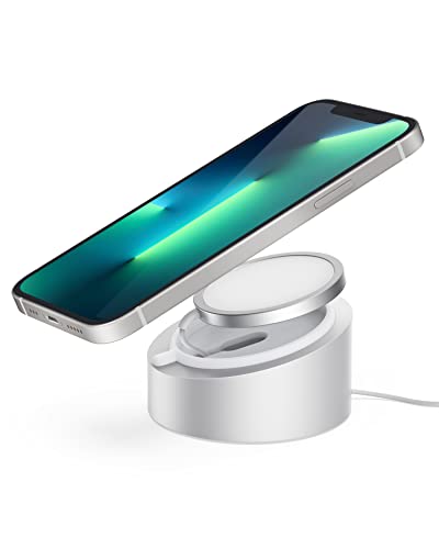 Stouchi Mag- Safe Charger Stand Wireless Charging Heavy-Duty Premium Metal Holder Base Desktop Tablet Mount for iPhone 16 Pro /16/15 Pro/15/14/13/12 Mag- Safe Charger Stand (BrightSilver)