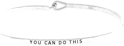 Women's Silver Tone "You can do this" thin metal hook bracelet