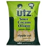 Utz Ripples Sour Cream & Onion Potato Chips Family Size, 9.5 OZ, (Pack of 3)