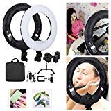 Yidoblo 12" Dimmable LED Light Ring FS-390II Kit with H Table Stand, Batteries, Chargers, Carrying Bag, Photo Holder for Portrait Selfie Youtube Photo Video Studio Photography Lighting