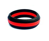 Arthletic Fit Ring Thin Line Women's Silicone Wedding Ring Powered by (Red Line/Blue Line) (Red Line, 8)