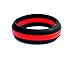 Fit Ring Thin Line Women's Silicone Wedding Ring Powered by Arthletic (Red Line / Blue Line) (Red Line, 8)