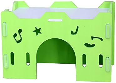 Wildforlife Hedgehog Guinea Pig Small Animal Bottomless DIY Wooden Hideaway (Green)