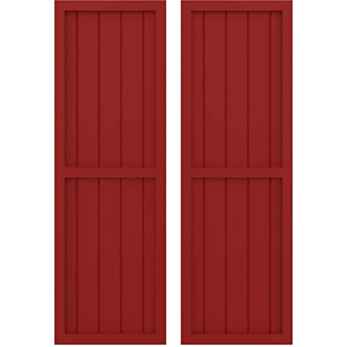 17 1/2"W x 79"H Americraft Five Board Exterior Real Wood Two Equal Panel Framed…