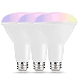 LOHAS Smart LED Bulbs, Multicolored WIFI LED Lights, BR30 Dimmable Recessed Light Bulbs, 75W-80W Equivalent Flood Light, Compatible with Amazon Alexa and Google Assistant, 3 Pack