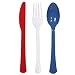 Tiger Chef Red White Blue American Flatware Party Supplies, Heavyweight Colored Plastic Silverware Includes 48 Forks, 48 Teaspoons, and 48 Knives (July 4th, 144) primary