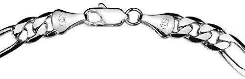 Sterling Silver 6.5mm Figaro Chain Bracelet, 7 Inch