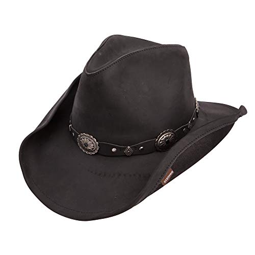 Stetson Roxbury Black Distressed Shapeable Leather Cowboy Western Hat - Medium