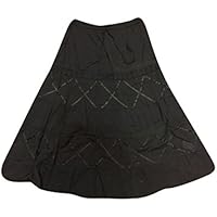 Mogul Womens Medieval Skirts Grey Lacework Flirty Flare Boho Hippie Long Skirts