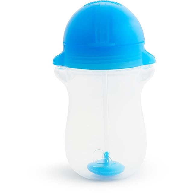 Munchkin Click Lock Tip & Sip Straw Trainer Cup| Baby & Toddler Sippy Cups with Straw| BPA Free Non Spill Cup| Weaning Baby Straw Cup| Weighted Straw Childrens Cups|10oz/296 ml| Blue