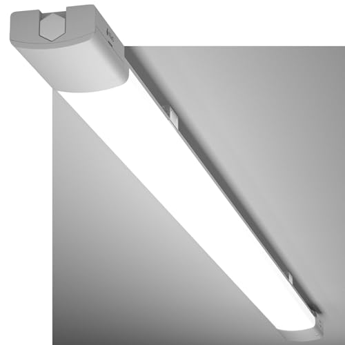 Modlicht LED Feuchtraumleuchte 150CM mit 45W 5000k Kaltlweiß 4950Lumen, Ultraslim Deckenleuchte Feuchtraum Flach Wasserfest IP65 Wannenleuchte Werksta