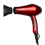 BERTA 1875 Watt Ceramic Blow Dryer 2 Speed 3 Heating Far Infrared Negative Ions Hair Dryer 1.8 meter Cord Cola Red