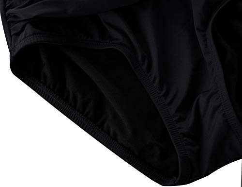 image for Hilor Women's One Piece Swimsuits Pin Tucked Surplice Swimwear Tummy C