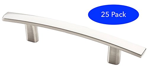 AVIANO 25 Pack Modern Curved Subtle Arch Handle Pull with 3" Hole Centers, Satin Nickel Finish