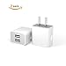 USB Wall Charger,2PC High Speed 2-Port USB Home Travel Charger Plug Power Adapter for iPhone 7/ 7Plus/ 6/ 6s Plus / 5/ 5s/,iPad,Samsung Galaxy,Smartphones,Tablets and More-[2 Pack] White
