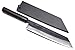 Yoshihiro Mizu Yaki Blue High Carbon Steel Black Damascus Kiritsuke Japanese Multipurpose Chef Knife 8.25 In with Nuri Saya Cover
