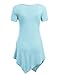 MBJ WT638 Short Sleeve Shirts for Womens Tops Casual V-Neck Summer Clothes Asymmetrical Tunic Blouses L Aqua
