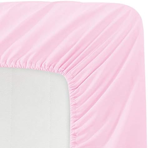 BASIC CHOICE Solid Color Microfiber Deep Pocket Fitted Sheet, Twin Size, Baby Pink
