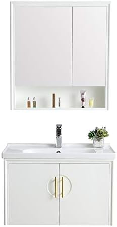 キャビネット コンボ 防水および防湿浴室洗面台浴室キャビネット固体木材収納キャビネットミラーキャビネット