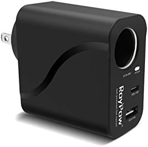 RoyPow 36W USB C Charger with Car Cigarette Lighter Socket, 3-Ports Wall Charger 18W PD3.0 Travel Plug 110V/120V to 12V/3A AC to DC Converter, Power Adapter for iPhone, Galaxy, Pixel, iPad