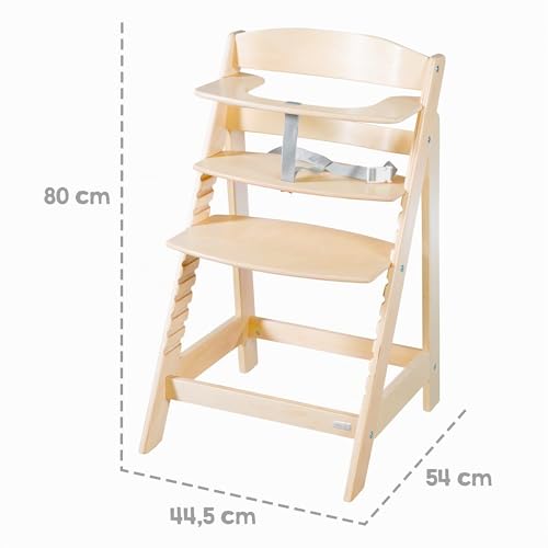 roba Sit Up Flex 2 in 1 Highchair, Adjustable Height, from 6 Months to 70 kg, with Footrest, Robust and Ergonomic, Natural Wood