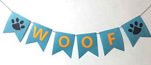 Alemon Woof Dog Birthday Party Banner Garland Paw Pet Birthday Decoration Supplies