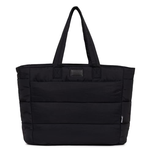 Gocase Bolsa Tote Puffer, Preta, Leve e Espaçosa, com Compartimento para Notebook até 35,5cm