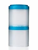 BlenderBottle ProStak Twist n' Lock Storage Jars Expansion 2-Pak with Pill Tray, Clear/Aqua