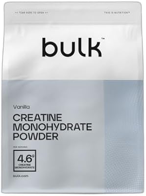 Bulk Creatina Monohidrato Polvo 500 g | 147 raciones | Creatina micronizada pura | Vainilla | Vegano y Halal | óptimo para fitness, entrenamiento y gimnasio | Fácil de disolver
