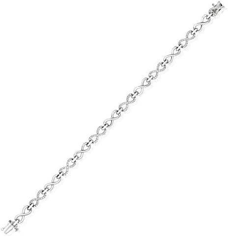 Diamonds Bracelet-Round Diamonds (H-I Colour, Single Cut) Bracelet, 925 Sterling Silver (White)