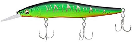 Tsurinoya 1/2oz 4 5/16'' 5' Diving Depth Fluorescent chartreuse Suspend Minnow Hard Fishing Lures Bass Baits With Treble Hook Life-like Swimming Trout Fishing Tackle