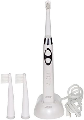 Oral Doctors most Recommended Electric Sonic Toothbrush with Deep Sweep Features, Heads 3-pack from Seago(Milky white).
