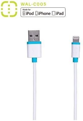 Walnut Lightning to USB Cable 4ft / 1.2m with Ultra-Compact Connector Head for iPhone 7 iPhone 6 6Plus 5s, iPad Air mini2, iPad 4th gen, iPod touch 5th gen, and iPod nano 7th gen (Blue)