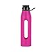 Takeya 22 Ounce Classic Glass Water Bottle with Silicone Sleeve and Twist Cap, Fuchsia