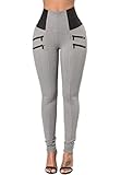 Pxmoda Womens High Waist Patchwork Zip Pencil Jeans Stretch Skinny Pants