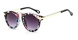 GAMT Fashion Arrow Mirrored Sunglasses Round Lens for Boys and Girls Flower Frame
