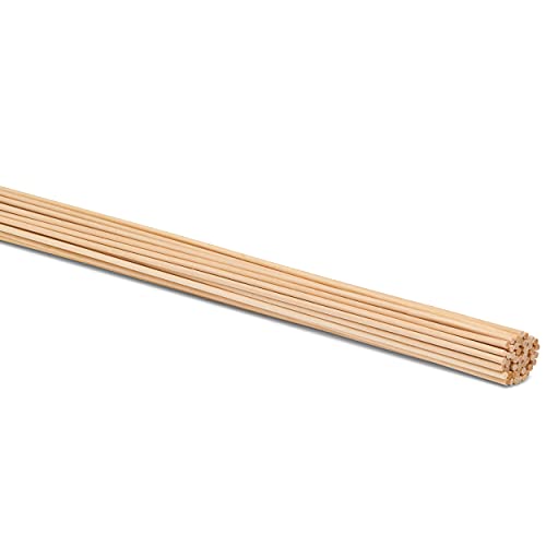 Wooden Dowel Rod, 1/8 Inch x 24 Inch Wood Dowels, Pack of 50 Wooden Dowels for Crafts, Unfinished Hardwood Wooden Dowels Rods, Strong Wood Rod Dowels for Crafting and DIYers