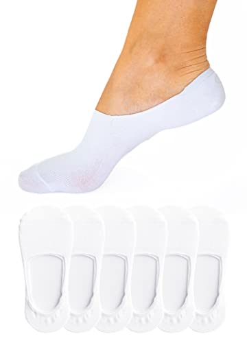The Good Store No Show Invisible Socks Men and Women, 6 Pairs | Low Cut Invisible Socks | Non-Slip Socks for a Tight Grip | White
