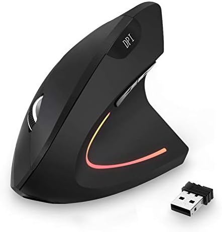 VONTER Wireless Mouse - Ergonomic Mouse - Gaming Mouse - 2.4G USB Receiver 800 / 1200 / 1600DPI - 6 Buttons - Black