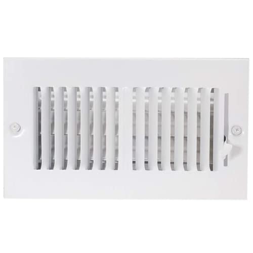 EZ-FLO 8 x 4 Inch (Duct Opening) Air Vent Cover for Wall or Ceiling, Two-Way Ventilation Register, Solid Steel HVAC Register Cover, White, 61608