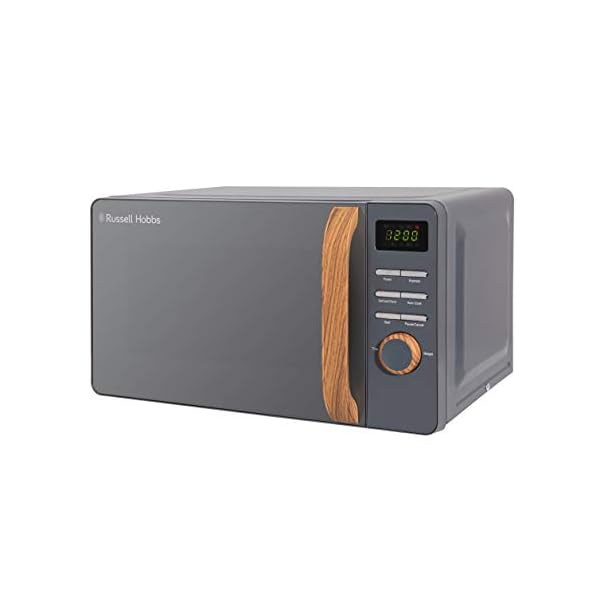 Russell-Hobbs-RHMD714G-17-L-700-W-Scandi-Grey-Digital-Microwave-with-5-Power-Levels-Wood-Effect-Handle-Dials-Clock-Timer-Automatic-Defrost-Easy-Clean-8-Auto-Cook-Menus Russell Hobbs RHMD714G 17 L 700 W Scandi Grey Digital Microwave with 5 Power Levels, Wood Effect Handle & Dials, Clock…