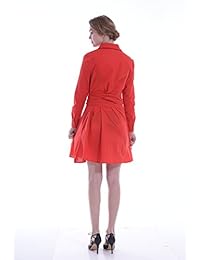 Urban zakapa de mujer Midi vestido botón cuello con cinturones y gemelos moda delgado estilo rojo Maxi vestidos de verano para hembra