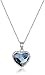 Amazon Collection Sterling Silver Swarovski Elements Two Tone Heart Pendant Necklace, 18